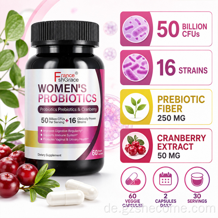 Shecome Probiotika-Kapseln für die Verdauungsgesundheit von Frauen